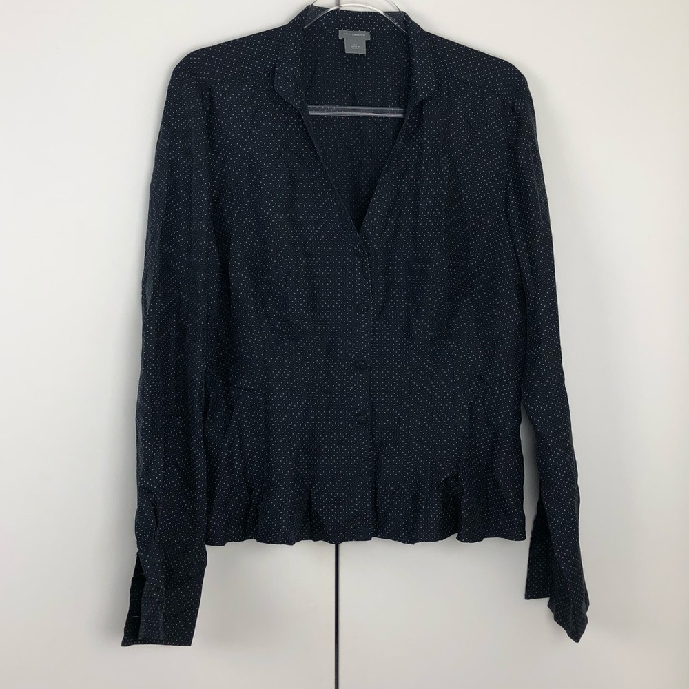 Ann Taylor / silk navy blue button up size 12 top